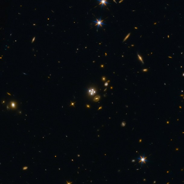 International astronomers using the NASA/ESA Hubble Space Telescope have made an independent measurement of how fast the Universe is expanding. The newly measured expansion rate for the local Universe is consistent with earlier findings. These are, however, in intriguing disagreement with measurements of the early Universe. Credits: NASA, ESA, Suyu (Max Planck Institute for Astrophysics), Auger (University of Cambridge) International astronomers using the NASA/ESA Hubble Space Telescope have made an independent measurement of how fast the Universe is expanding. The newly measured expansion rate for the local Universe is consistent with earlier findings. These are, however, in intriguing disagreement with measurements of the early Universe. Credits: NASA, ESA, Suyu (Max Planck Institute for Astrophysics), Auger (University of Cambridge)