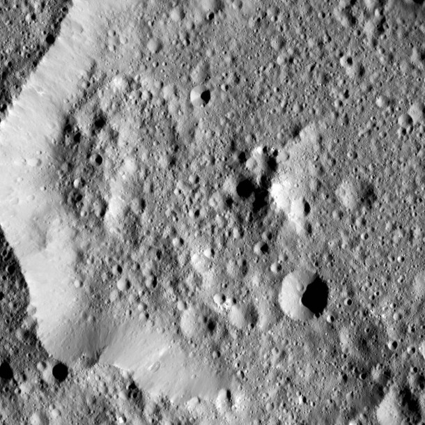 Ernutet Crater measures about 32 miles (52 kilometers) in diameter and is located in the northern hemisphere of Ceres. Image Credit: NASA/JPL-Caltech/UCLA/MPS/DLR/IDA Ernutet Crater measures about 32 miles (52 kilometers) in diameter and is located in the northern hemisphere of Ceres. Image Credit: NASA/JPL-Caltech/UCLA/MPS/DLR/IDA