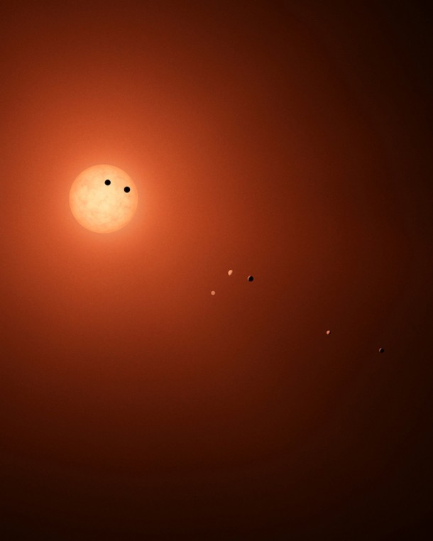 This illustration shows the seven TRAPPIST-1 planets as they might look as viewed from Earth using a fictional, incredibly powerful telescope. Image Credit: NASA/JPL-Caltech This illustration shows the seven TRAPPIST-1 planets as they might look as viewed from Earth using a fictional, incredibly powerful telescope. Image Credit: NASA/JPL-Caltech