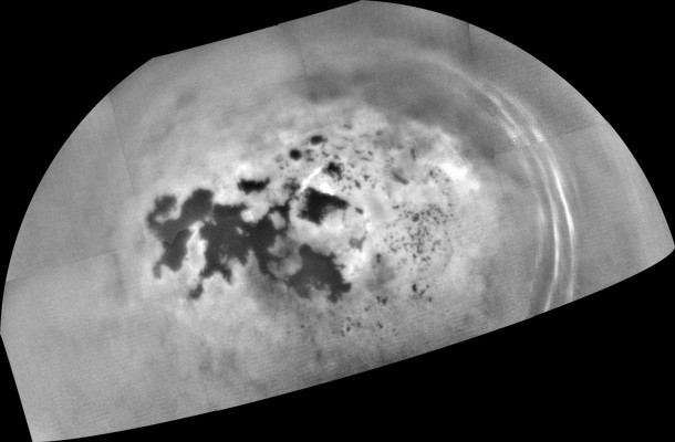 Cassini captured this mosaic of images showing the northern lakes and seas of Saturn's moon Titan on Feb. 17, 2017. The mission's final close Titan flyby is planned for April 22. Image Credit: NASA/JPL-Caltech/Space Science Institute Cassini captured this mosaic of images showing the northern lakes and seas of Saturn's moon Titan on Feb. 17, 2017. The mission's final close Titan flyby is planned for April 22. Image Credit: NASA/JPL-Caltech/Space Science Institute