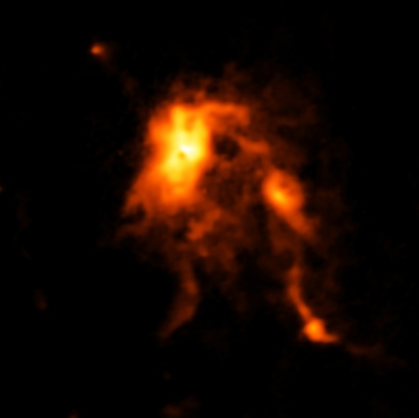 ALMA image of the glowing dust inside NGC 6334I, a protocluster containing an infant star that is undergoing an intense growth spurt, likely triggered by an avalanche of gas falling onto its surface. ALMA (ESO/NAOJ/NRAO); C. Brogan, B. Saxton (NRAO/AUI/NSF) Low Resolution (jpg) ALMA image of the glowing dust inside NGC 6334I, a protocluster containing an infant star that is undergoing an intense growth spurt, likely triggered by an avalanche of gas falling onto its surface. ALMA (ESO/NAOJ/NRAO); C. Brogan, B. Saxton (NRAO/AUI/NSF) Low Resolution (jpg)