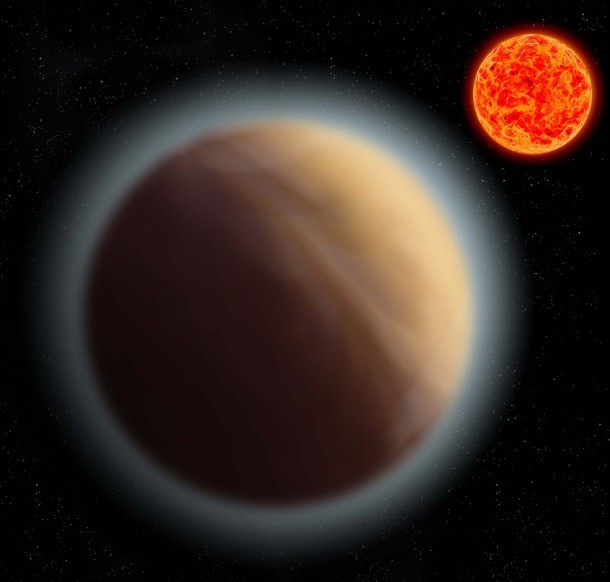 Artist's impression of the exoplanet GJ 1132 b, which orbits the red dwarf star GJ 1132. Astronomers have managed to detect the atmosphere of this Earth-like planet. Image: MPIA Artist's impression of the exoplanet GJ 1132 b, which orbits the red dwarf star GJ 1132. Astronomers have managed to detect the atmosphere of this Earth-like planet. Image: MPIA