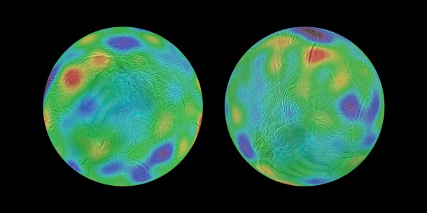 Working with image data from NASA's Cassini mission, researchers have found evidence that Saturn's moon Enceladus may have tipped over, reorienting itself so that terrain closer to its original equator was relocated to the poles. Image credit:NASA/JPL-Caltech/Space Science Institute/Cornell University Working with image data from NASA's Cassini mission, researchers have found evidence that Saturn's moon Enceladus may have tipped over, reorienting itself so that terrain closer to its original equator was relocated to the poles. Image credit:NASA/JPL-Caltech/Space Science Institute/Cornell University