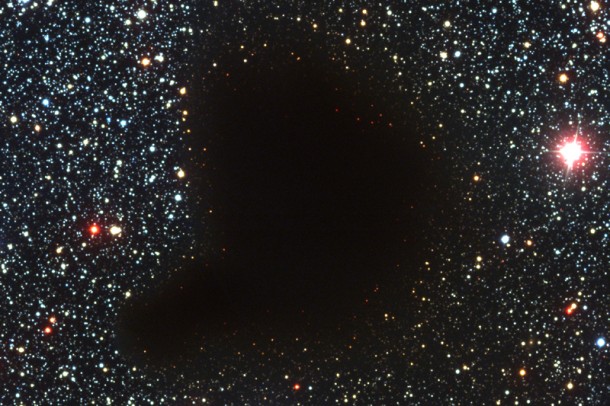A dark molecular cloud, Barnard 68, is filled with gas and dust that block the light from stars forming inside as well as stars and galaxies located behind it. These and other stellar nurseries, like the Perseus molecular cloud, can only be probed by radio waves. FORS Team, 8.2-meter VLT Antu, ESO A dark molecular cloud, Barnard 68, is filled with gas and dust that block the light from stars forming inside as well as stars and galaxies located behind it. These and other stellar nurseries, like the Perseus molecular cloud, can only be probed by radio waves. FORS Team, 8.2-meter VLT Antu, ESO