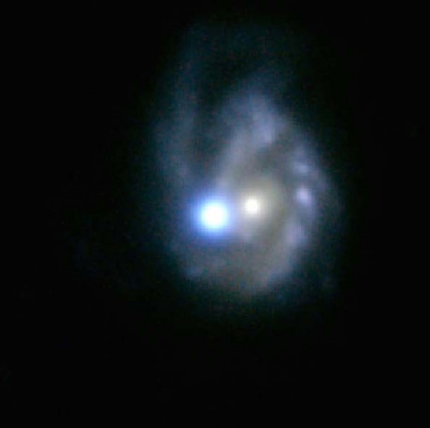 This optical image from the Panoramic Survey Telescope and Rapid Response System (Pan-STARRS) shows the metal-rich spiral galaxy NGC 3191, the host of the closest superluminous supernova to the Earth discovered to date, SN 2017egm. The supernova is visualized by adding a simulated source that matches the measured position, blue color and intensity of this intense cataclysmic event. Pan-STARRS/CfA/M. Nicholl et al. This optical image from the Panoramic Survey Telescope and Rapid Response System (Pan-STARRS) shows the metal-rich spiral galaxy NGC 3191, the host of the closest superluminous supernova to the Earth discovered to date, SN 2017egm. The supernova is visualized by adding a simulated source that matches the measured position, blue color and intensity of this intense cataclysmic event. Pan-STARRS/CfA/M. Nicholl et al.