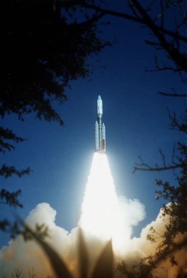 Voyager 2 was launched on August 20, 1977, from the NASA Kennedy Space Center at Cape Canaveral in Florida, propelled into space on a Titan/Centaur rocket. Image credit: NASA/JPL Voyager 2 was launched on August 20, 1977, from the NASA Kennedy Space Center at Cape Canaveral in Florida, propelled into space on a Titan/Centaur rocket. Image credit: NASA/JPL