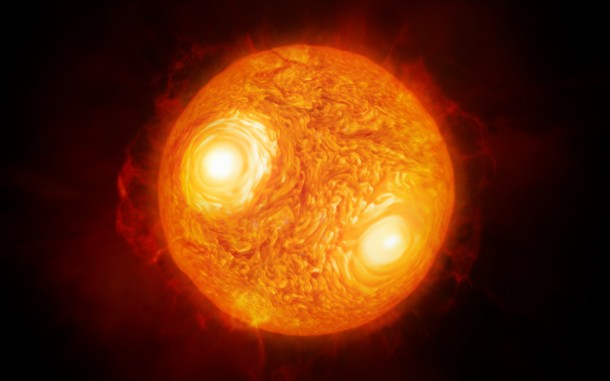 This artist’s impression shows the red supergiant star Antares in the constellation of Scorpius. Using ESO’s Very Large Telescope Interferometer astronomers have constructed the most detailed image ever of this, or any star other than the Sun. Using the same data they have also made the first map of the velocities of material the atmosphere of a star other than the Sun. Credit: ESO/M. Kornmesser This artist’s impression shows the red supergiant star Antares in the constellation of Scorpius. Using ESO’s Very Large Telescope Interferometer astronomers have constructed the most detailed image ever of this, or any star other than the Sun. Using the same data they have also made the first map of the velocities of material the atmosphere of a star other than the Sun. Credit: ESO/M. Kornmesser