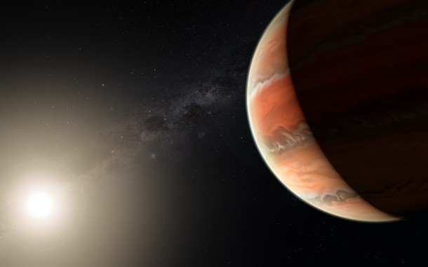 An artist's impression showing the exoplanet WASP-19b, in which atmosphere astronomers detected titanium oxide for the first time. In large enough quantities, titanium oxide can prevent heat from entering or escaping an atmosphere, leading to a thermal inversion — the temperature is higher in the upper atmosphere and lower further down, the opposite of the normal situation. Credit: ESO/M. Kornmesser An artist's impression showing the exoplanet WASP-19b, in which atmosphere astronomers detected titanium oxide for the first time. In large enough quantities, titanium oxide can prevent heat from entering or escaping an atmosphere, leading to a thermal inversion — the temperature is higher in the upper atmosphere and lower further down, the opposite of the normal situation. Credit: ESO/M. Kornmesser