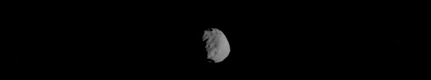 This series of images was taken in visible-wavelength light as the THEMIS camera on NASA's Mars Odyssey scanned across the Martian moon Phobos on Sept. 29, 2017. Image Credit: NASA/JPL-Caltech/ASU This series of images was taken in visible-wavelength light as the THEMIS camera on NASA's Mars Odyssey scanned across the Martian moon Phobos on Sept. 29, 2017. Image Credit: NASA/JPL-Caltech/ASU