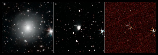 NASA's Spitzer Space Telescope has provisionally detected the faint afterglow of the explosive merger of two neutron stars in the galaxy NGC 4993. The event, labeled GW170817, was initially detected in gravitational waves and gamma rays. Subsequent observations by dozens of telescopes have monitored its afterglow across the entire spectrum of light. The event is located about 130 million light-years from Earth. NASA's Spitzer Space Telescope has provisionally detected the faint afterglow of the explosive merger of two neutron stars in the galaxy NGC 4993. The event, labeled GW170817, was initially detected in gravitational waves and gamma rays. Subsequent observations by dozens of telescopes have monitored its afterglow across the entire spectrum of light. The event is located about 130 million light-years from Earth.