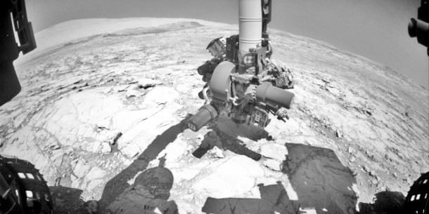 NASA's Curiosity Mars rover conducted a test on Oct. 17, 2017, as part of the rover team's development of a new way to use the rover's drill. Credit: NASA/JPL-Caltech NASA's Curiosity Mars rover conducted a test on Oct. 17, 2017, as part of the rover team's development of a new way to use the rover's drill. Credit: NASA/JPL-Caltech