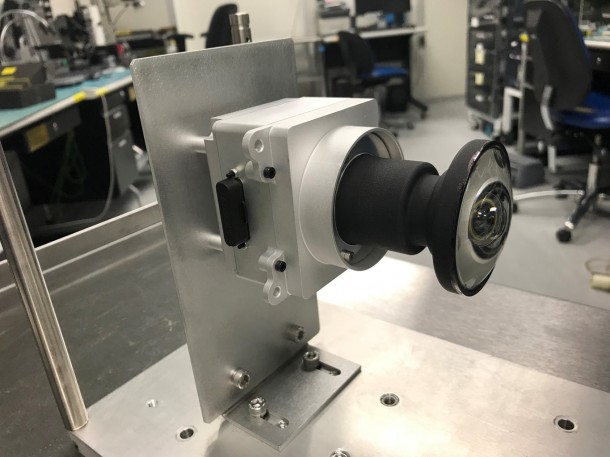 One of the enhanced engineering cameras with a prototype lens for the Hazcams, which will watch for obstacles encountered by the Mars 2020 rover. Image Credit: NASA/JPL-Caltech One of the enhanced engineering cameras with a prototype lens for the Hazcams, which will watch for obstacles encountered by the Mars 2020 rover. Image Credit: NASA/JPL-Caltech