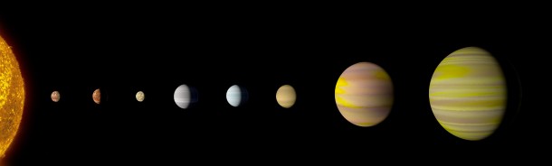 With the discovery of an eighth planet, the Kepler-90 system is the first to tie with our solar system in number of planets. Artist's concept. Credit: NASA/Ames Research Center/Wendy Stenzel With the discovery of an eighth planet, the Kepler-90 system is the first to tie with our solar system in number of planets. Artist's concept. Credit: NASA/Ames Research Center/Wendy Stenzel