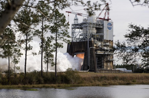 The successful hot-fire test of an RS-25 development engine at NASA's Stennis Space Center on Dec. 13 included NASA's largest 3-D printed rocket engine component to date, the pogo accumulator assembly. The test was the first of 50 for NASA's restart of RS-25 engine production. Credits: NASA/Stennis The successful hot-fire test of an RS-25 development engine at NASA's Stennis Space Center on Dec. 13 included NASA's largest 3-D printed rocket engine component to date, the pogo accumulator assembly. The test was the first of 50 for NASA's restart of RS-25 engine production. Credits: NASA/Stennis