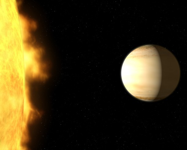 Using Hubble and Spitzer space telescopes, scientists studied the "hot Saturn" called WASP-39b - a hot, bloated, Saturn-mass exoplanet located about 700 light-years from Earth. Credits: NASA, ESA, G. Bacon and A. Feild (STScI), and H. Wakeford (STScI/Univ. of Exeter) Using Hubble and Spitzer space telescopes, scientists studied the "hot Saturn" called WASP-39b - a hot, bloated, Saturn-mass exoplanet located about 700 light-years from Earth. Credits: NASA, ESA, G. Bacon and A. Feild (STScI), and H. Wakeford (STScI/Univ. of Exeter)