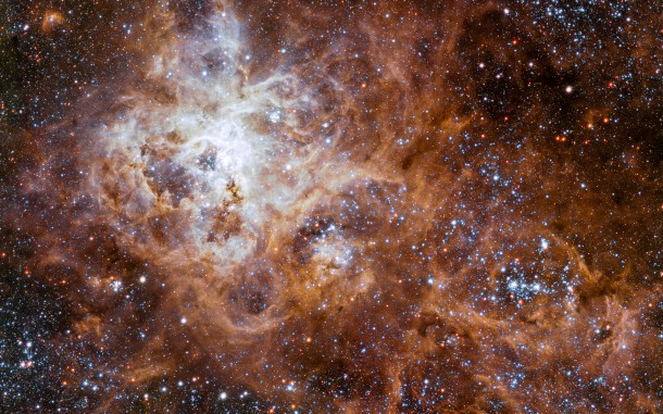 This gigantic star-forming region in the Milky Way’s neighbour galaxy the Large Magellanic Cloud is the birthplace of an astonishing number of massive stars, some of which might have masses of up to 300 solar masses. Credit: ESO This gigantic star-forming region in the Milky Way’s neighbour galaxy the Large Magellanic Cloud is the birthplace of an astonishing number of massive stars, some of which might have masses of up to 300 solar masses. Credit: ESO