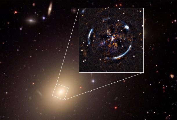 An image of the nearby galaxy ESO 325-G004, created using data collected by the NASA/ESA Hubble Space Telescope and the MUSE instrument on the VLT. MUSE measured the velocity of stars in ESO 325-G004 to produce the velocity dispersion map that is overlaid on top of the Hubble Space Telescope image. Credit: ESO, ESA/Hubble, NASA An image of the nearby galaxy ESO 325-G004, created using data collected by the NASA/ESA Hubble Space Telescope and the MUSE instrument on the VLT. MUSE measured the velocity of stars in ESO 325-G004 to produce the velocity dispersion map that is overlaid on top of the Hubble Space Telescope image. Credit: ESO, ESA/Hubble, NASA
