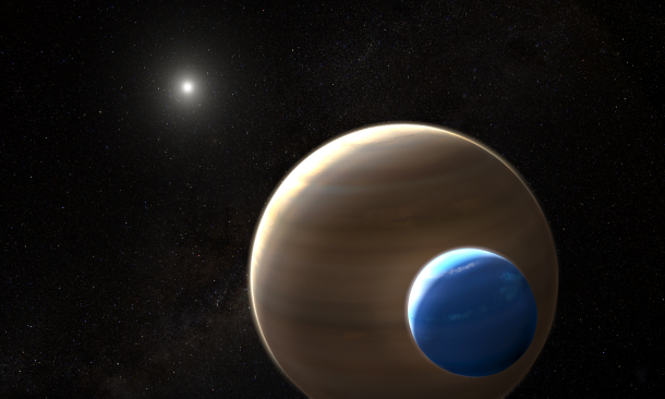 NASA’s Hubble and Kepler space telescopes have uncovered what could be the first moon outside our solar system ever found. More observations are needed to confirm this discovery. Credits: NASA/ESA/L. Hustak NASA’s Hubble and Kepler space telescopes have uncovered what could be the first moon outside our solar system ever found. More observations are needed to confirm this discovery. Credits: NASA/ESA/L. Hustak