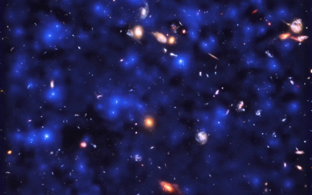 Deep observations made with the MUSE spectrograph on ESO’s Very Large Telescope have uncovered vast cosmic reservoirs of atomic hydrogen surrounding distant galaxies. The exquisite sensitivity of MUSE allowed for direct observations of dim clouds of hydrogen glowing with Lyman-alpha emission in the early Universe — revealing that almost the whole night sky is invisibly aglow. Credit: ESA/Hubble & NASA, ESO/ Lutz Wisotzki et al. Deep observations made with the MUSE spectrograph on ESO’s Very Large Telescope have uncovered vast cosmic reservoirs of atomic hydrogen surrounding distant galaxies. The exquisite sensitivity of MUSE allowed for direct observations of dim clouds of hydrogen glowing with Lyman-alpha emission in the early Universe — revealing that almost the whole night sky is invisibly aglow. Credit: ESA/Hubble & NASA, ESO/ Lutz Wisotzki et al.