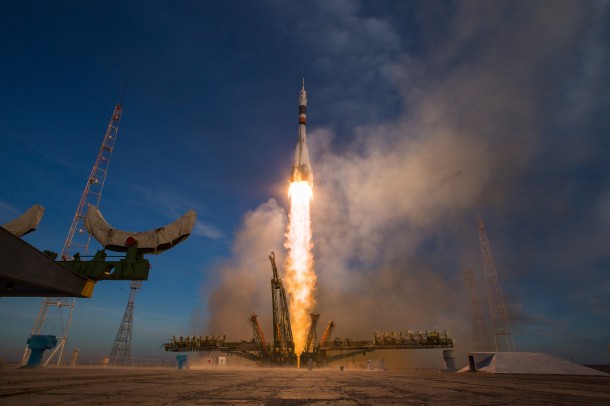 A Soyuz booster rocket launches the Soyuz MS-11 spacecraft from the Baikonur Cosmodrome in Kazakhstan on Monday, Dec. 3, 2018, Baikonur time, carrying Expedition 58 Soyuz Commander Oleg Kononenko of Roscosmos, Flight Engineer Anne McClain of NASA, and Flight Engineer David Saint-Jacques of the Canadian Space Agency (CSA) into orbit to begin their six and a half month mission on the International Space Station. Credits: NASA/Aubrey Gemignani A Soyuz booster rocket launches the Soyuz MS-11 spacecraft from the Baikonur Cosmodrome in Kazakhstan on Monday, Dec. 3, 2018, Baikonur time, carrying Expedition 58 Soyuz Commander Oleg Kononenko of Roscosmos, Flight Engineer Anne McClain of NASA, and Flight Engineer David Saint-Jacques of the Canadian Space Agency (CSA) into orbit to begin their six and a half month mission on the International Space Station. Credits: NASA/Aubrey Gemignani